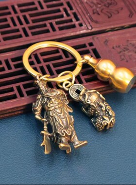 全黄铜关公关羽摆件关二爷武财神办公室开业摆Q件黄铜工艺品武财