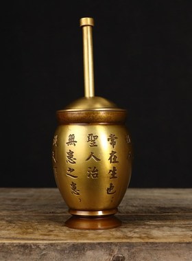 纯铜捣药罐实心华佗中药中医摆件老式F铜臼冲筒盅研钵研磨器捣蒜