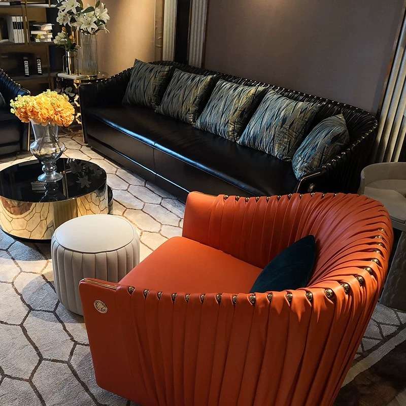 Italian light luxury fabric sofa small apartment three-person sofa villa living room high-end furniture 123 combination