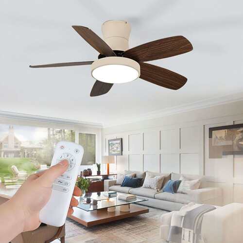 跨境吊扇灯热销美式木叶风扇灯餐厅客厅吸顶风扇灯静音风扇吊灯 - 图0