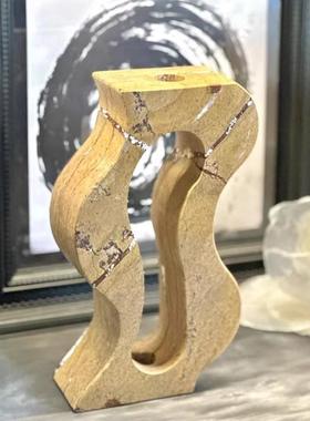 现代意式极简大理石异形雕刻装蒙多花插组摆件桌面家居装饰品摆件