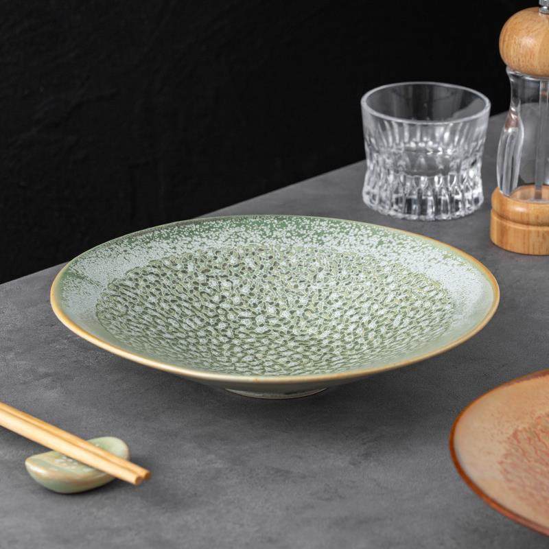 日式感窑变釉斗笠盘高颜值陶瓷盘家用沙拉盘意面盘西餐盘菜盘,淘宝优惠券,粉丝福利购,淘宝优惠卷