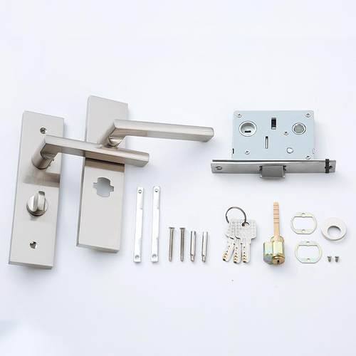 简约现代卧室静音磁吸房门锁家用现代门锁拉丝实木门把手室内门锁 - 图0