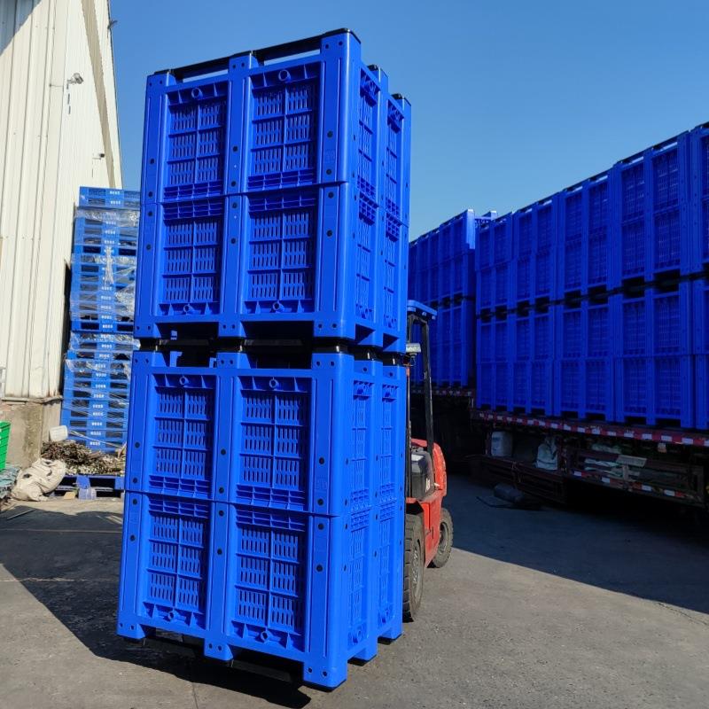 大号围栏卡板箱蔬菜水果物流周转箱厚款带盖加轮苹果筐网格托盘箱 - 图2