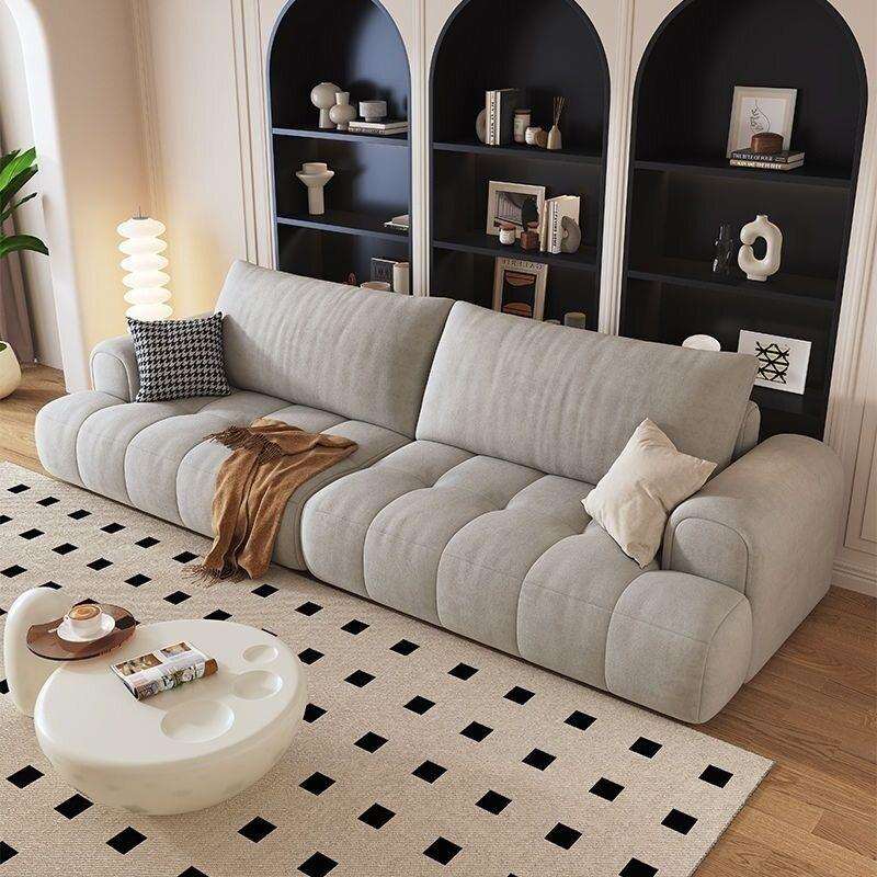 Cream style puff sofa small apartment rental living room simple modern internet celebrity fabric marshmallow straight row sofa