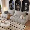 Cream style puff sofa small apartment rental living room simple modern internet celebrity fabric marshmallow straight row sofa