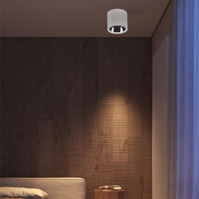 Surface-mounted spotlights, anti-glare, home living room, no main light aisle, led three-color dimming spotlights cob round ceiling downlights