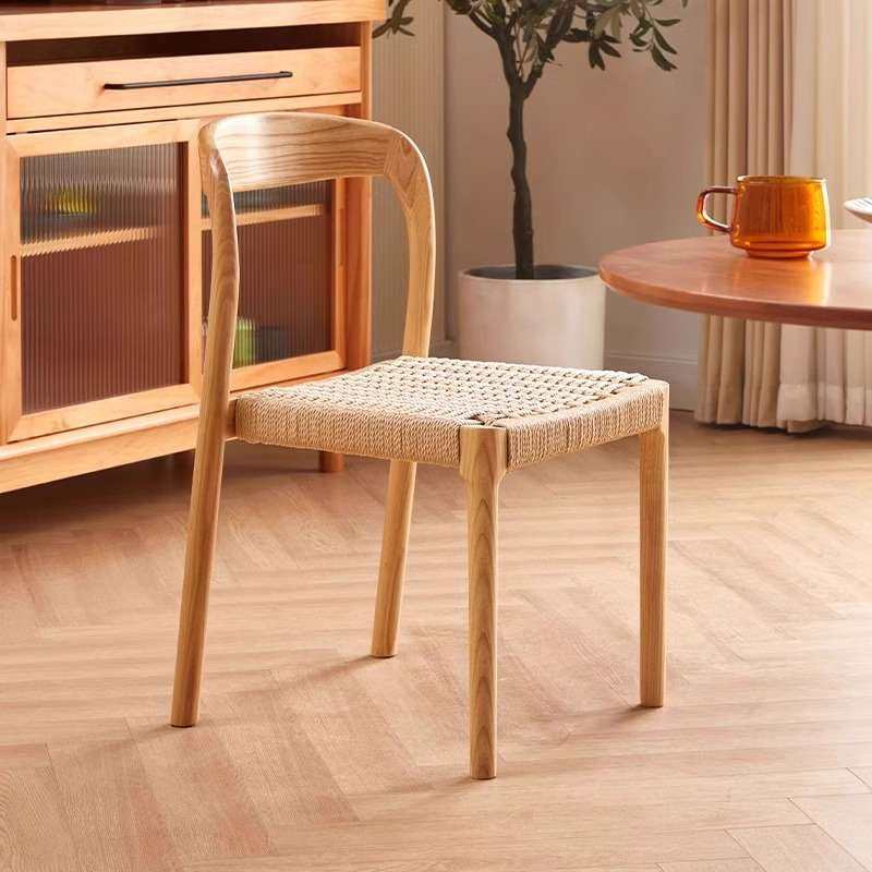 实木餐椅家用客厅餐厅阳台靠背凳绳编咖啡民宿复古中古藤编椅子,淘宝优惠券,粉丝福利购,淘宝优惠卷