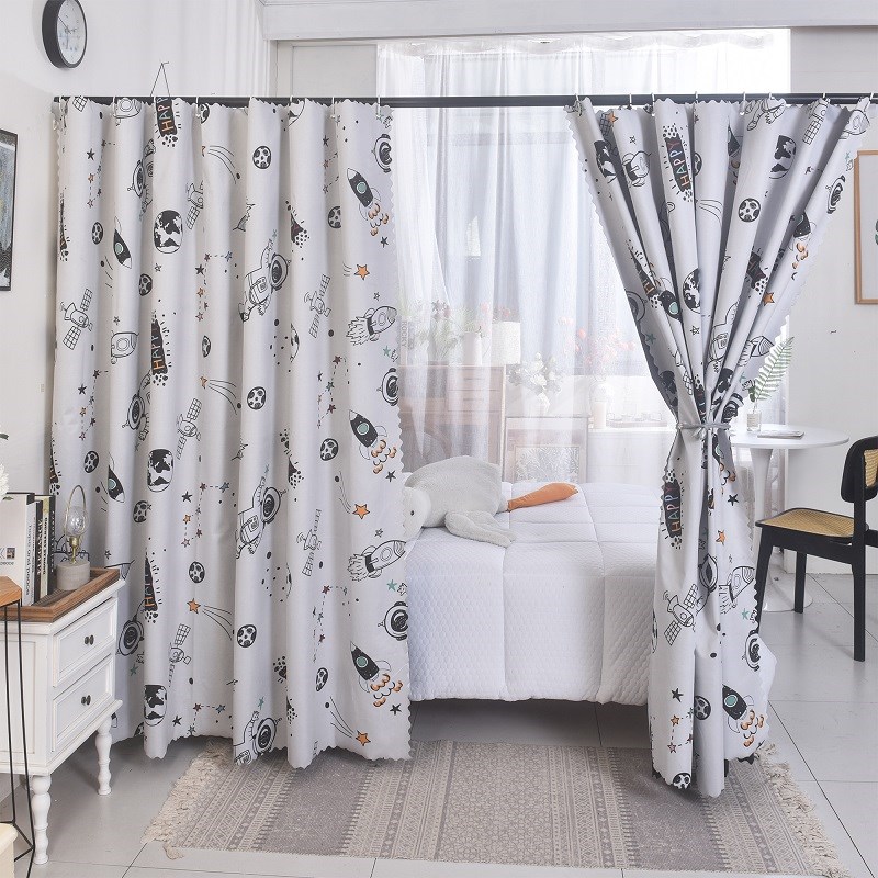 100%遮光家用隔断帘遮挡帘y卧室床帘子窗帘客厅房间分割布帘床幔 - 图1