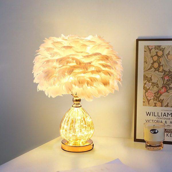 北欧创意简约羽毛球台灯现代艺术卧室床头温馨网红少女粉色装饰灯,淘宝优惠券,粉丝福利购,淘宝优惠卷