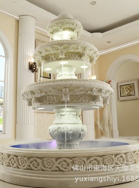 欧式砂岩c喷泉 酒店室内装饰水景喷泉大型假山鱼池流水摆件工艺品