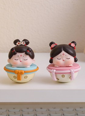 西安文创唐仕女不倒翁摆件工x位办公室情绪稳定桌面装饰品生日礼