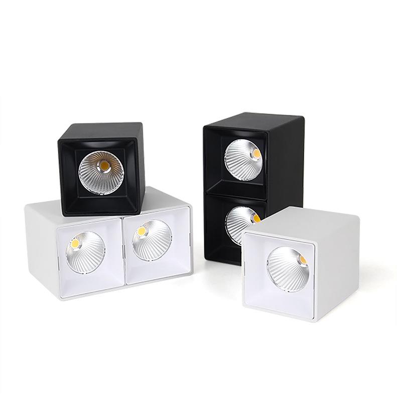 Cob square downlight double head home living room bold lamp without main light ceiling bedroom anti-glare led surface mounted spotlight