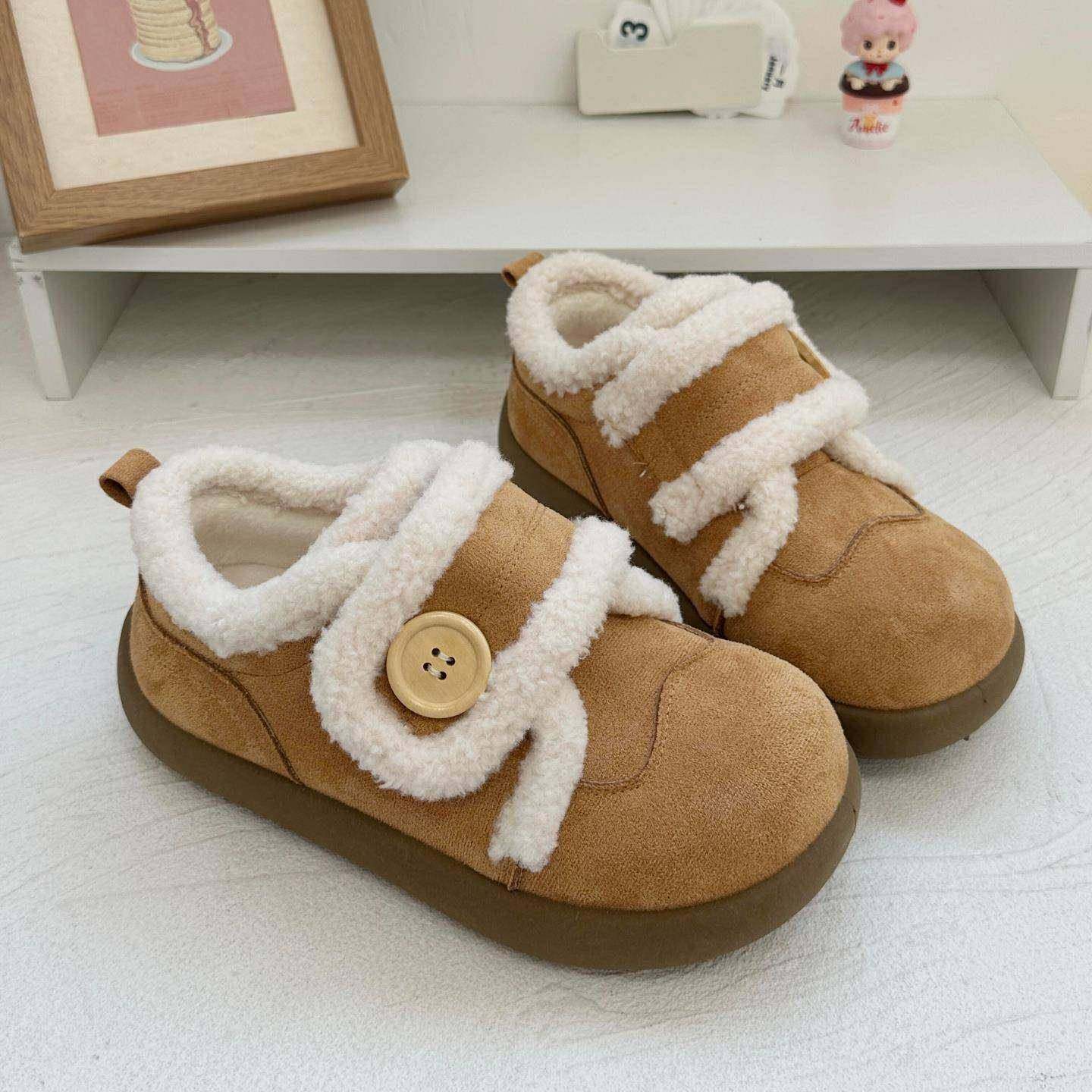 奶白加绒魔术贴板鞋女丑萌冬季新款棉鞋chic小众雪地靴运动小白鞋,淘宝优惠券,粉丝福利购,淘宝优惠卷