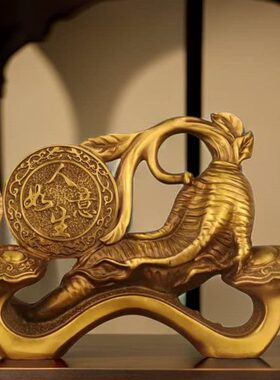 收藏古玩人生如意办公室装饰摆件事事如意纯铜家居工艺品器人参铜