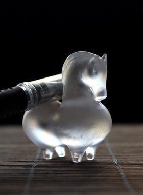 古法真琉璃创意茶宠可爱琉璃白马家居客厅书房摆件工艺品生日礼物