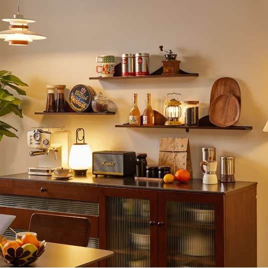 家逸全实木墙上置物架隔板书架壁挂展示架搁板背景装饰厨房调料架,淘宝优惠券,粉丝福利购,淘宝优惠卷