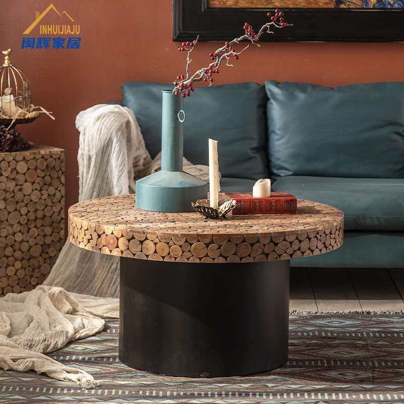 设计师创意实木客厅沙发茶几拍摄装饰小圆桌工作室小户型家用边几,淘宝优惠券,粉丝福利购,淘宝优惠卷