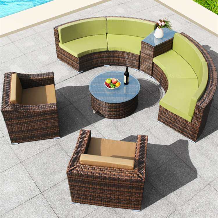 圆形户外藤编沙发庭院花园室外阳光房防晒防水弧形藤椅子沙发组合,淘宝优惠券,粉丝福利购,淘宝优惠卷