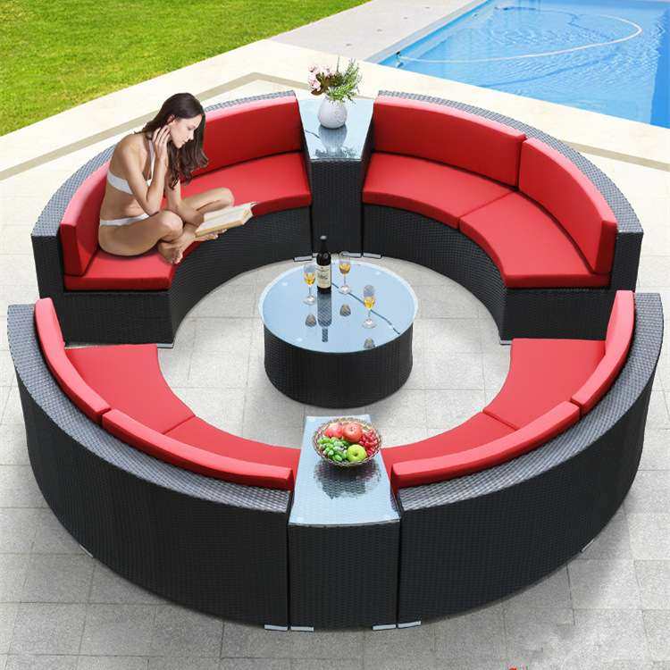 圆形户外藤编沙发庭院花园室外阳光房防晒防水弧形藤椅子沙发组合,淘宝优惠券,粉丝福利购,淘宝优惠卷