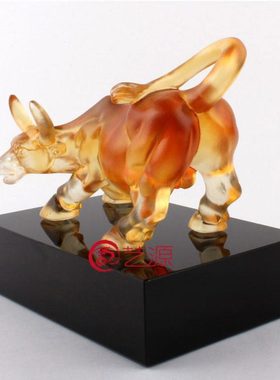 琉璃华尔街牛工艺品摆件家居装饰商务办公桌饰品送开业上市礼物