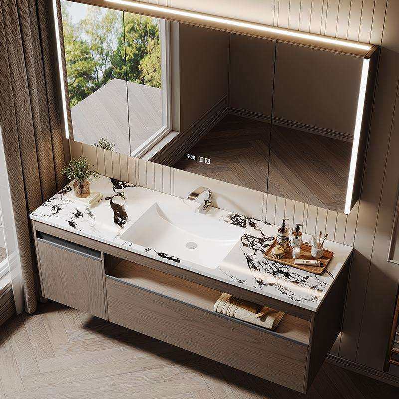 轻奢岩板无缝陶瓷盆浴室柜组合卫生间热弯一体盆洗手洗脸台,淘宝优惠券,粉丝福利购,淘宝优惠卷