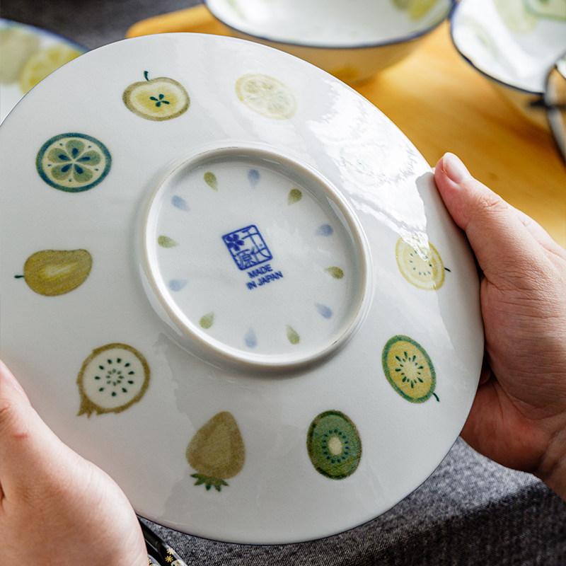 千代源日本进口彩果实陶瓷釉下彩盘子餐盘水果柠檬插画家用餐具,淘宝优惠券,粉丝福利购,淘宝优惠卷