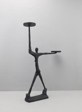 现代简约几何铸铁人物烛台摆件客厅餐厅酒店样板房软装家居装饰品