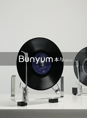 现代水晶黑胶唱j片机模型摆件复古留声机饰品样板间客厅软装家居