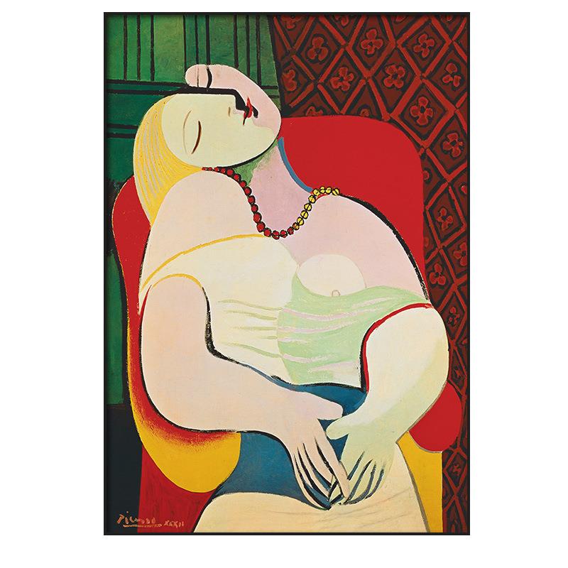 毕加索梦后现代轻奢装饰画抽象艺术壁画客厅卧室玄关走廊过道挂画 - 图3