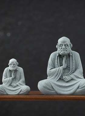 禅意无相佛新中式人物小和尚客厅书房玄关简约装饰W工艺品造景摆