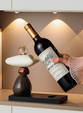 创意时来运转红酒架摆件t斜放高级感客厅轻奢高档酒柜电视柜装饰
