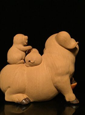 石湾公仔陶瓷猪年生肖摆件家居客厅玄关电视柜装饰品拜年商务礼品