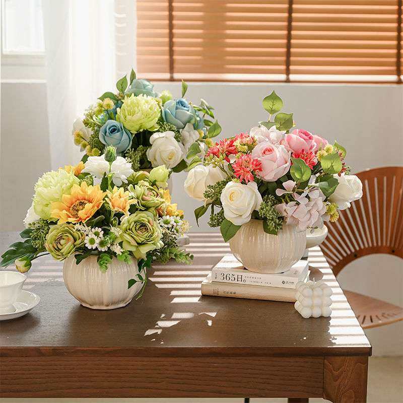 仿真花艺套装家居餐桌桌面轻奢摆件摆设假花装饰花绢花客厅花艺,淘宝优惠券,粉丝福利购,淘宝优惠卷