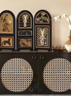 中古风小屏风桌面摆件客厅边柜电视柜创I意家居装饰品中式玄关摆