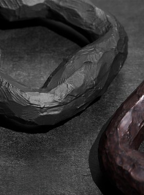 简约现代创意黑色陶o瓷天工家居摆件样板房酒店大堂客厅玄关装饰