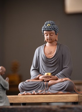 新中式陶a瓷如来佛祖禅意摆件家居客厅释迦摩尼玄关工艺品装饰摆