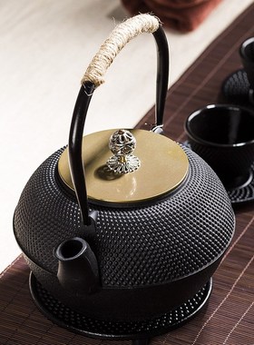 样板间博古架茶具茶杯禅意装饰品新中式创意桌面铸铁小壶茶室摆件