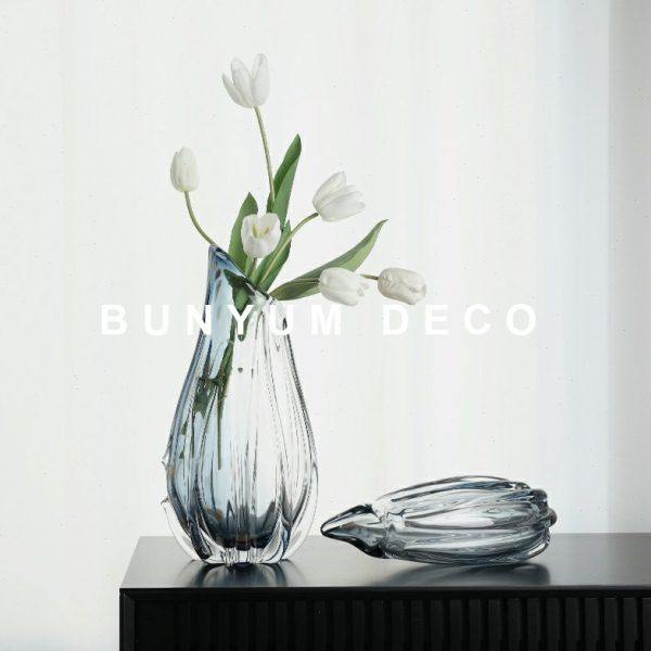 玻璃花瓶摆件现代售楼处样板间客厅玄关柜插花透明水养轻奢装饰品,淘宝优惠券,粉丝福利购,淘宝优惠卷