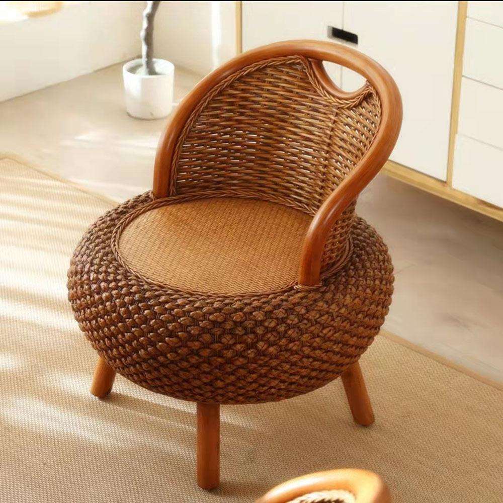 藤编矮凳子榻榻米茶几座椅小椅子现代简约休闲圆坐墩客厅靠背椅 - 图2