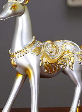 创意装饰品摆件招财鹿工艺品电A视柜家居办公室客厅玄关礼物装饰