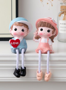 现代简约客厅玄关电视柜墙面装饰C品可爱卡通吊脚娃娃玩偶小摆件