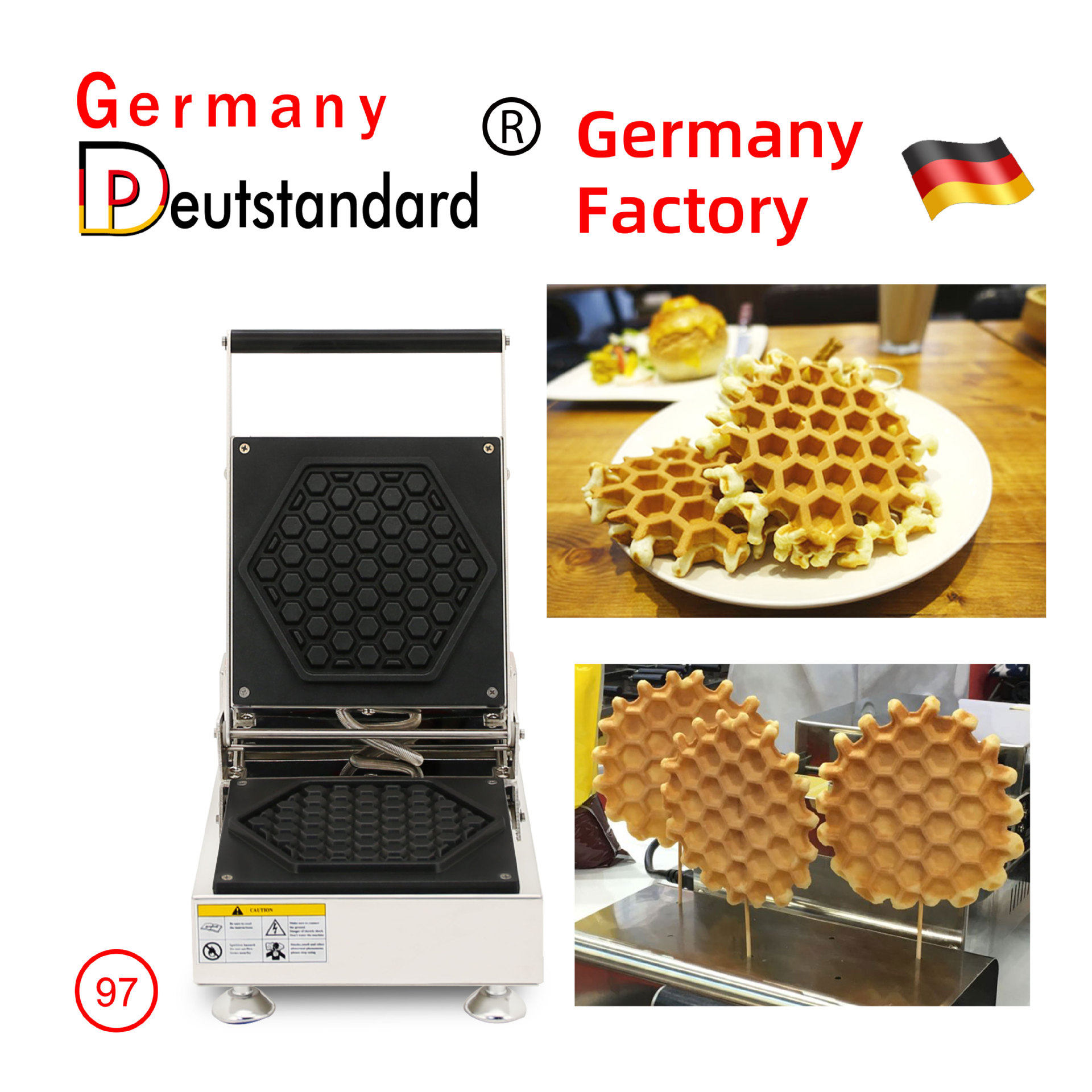 Commercial honeycomb waffle machine, quick bread waffle equipment, office dessert electric baking pan, honeycomb lattice waffle machine