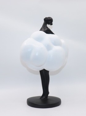 北欧创意云朵女孩人物雕塑树脂摆件客H厅酒柜玄关样板间家居装饰