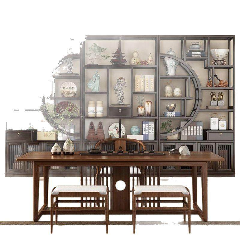 新中式博古架实木客厅茶色办公室置物多宝阁酒水柜商用多宝阁,淘宝优惠券,粉丝福利购,淘宝优惠卷