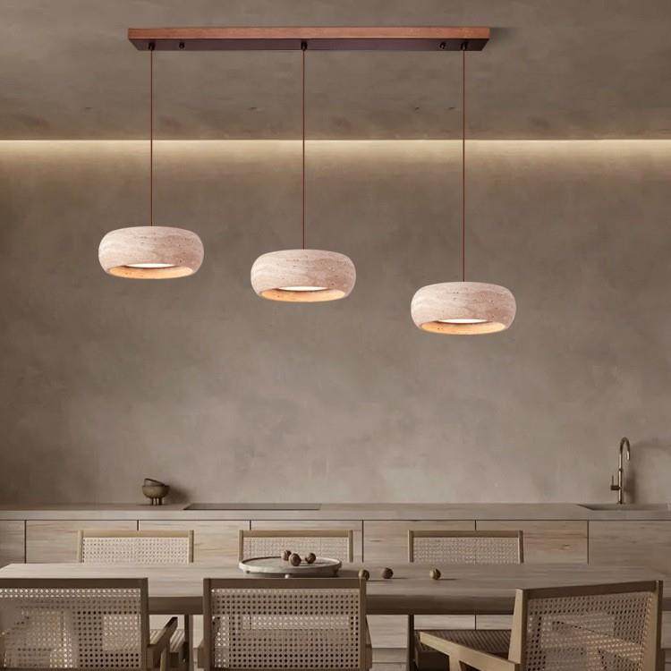 QIANXI餐厅灯吊灯黄洞石复古诧寂中古风饭桌吧台茶座LED三头吊线,淘宝优惠券,粉丝福利购,淘宝优惠卷