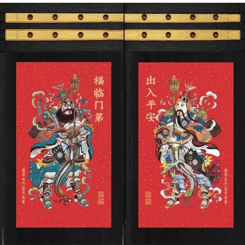 贴画神将门神门贴新春春联对联新年手绘门幅春节装饰守门2025年画 - 图0