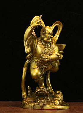 纯铜魁星点斗摆件黄铜独站鳌头魁星踢斗家居办公室桌面书房装饰品