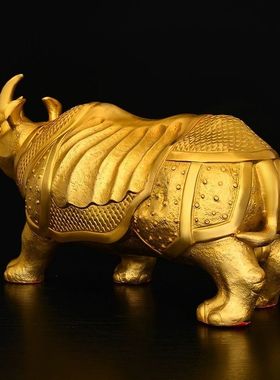 纯铜犀牛摆件家居玄关客厅办公室桌面装饰工艺礼品大号犀牛铜