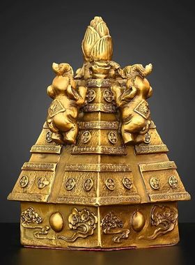 铜四象生财摆件全铜吉象财塔家居办公室桌面装饰小号吉祥如意福象